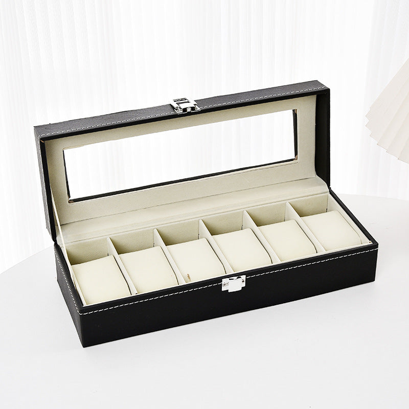Boîte à montres en simili cuir – Fenêtre transparente, 3 à 24 montres