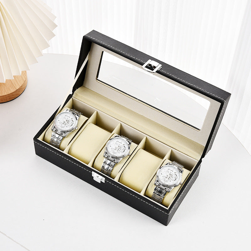 Boîte à montres en simili cuir – Fenêtre transparente, 3 à 24 montres