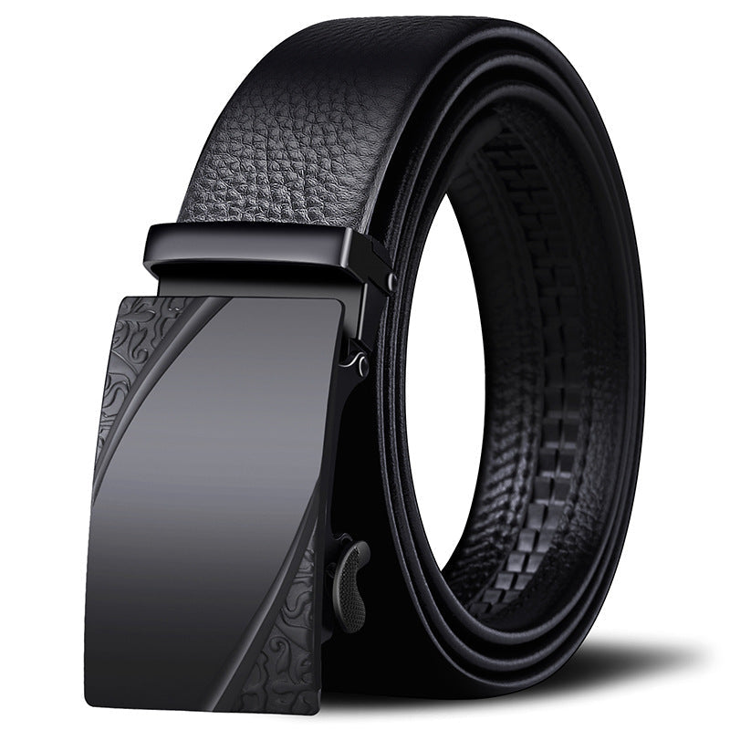 Ceinture homme à boucle automatique en simili cuir – Motif carré