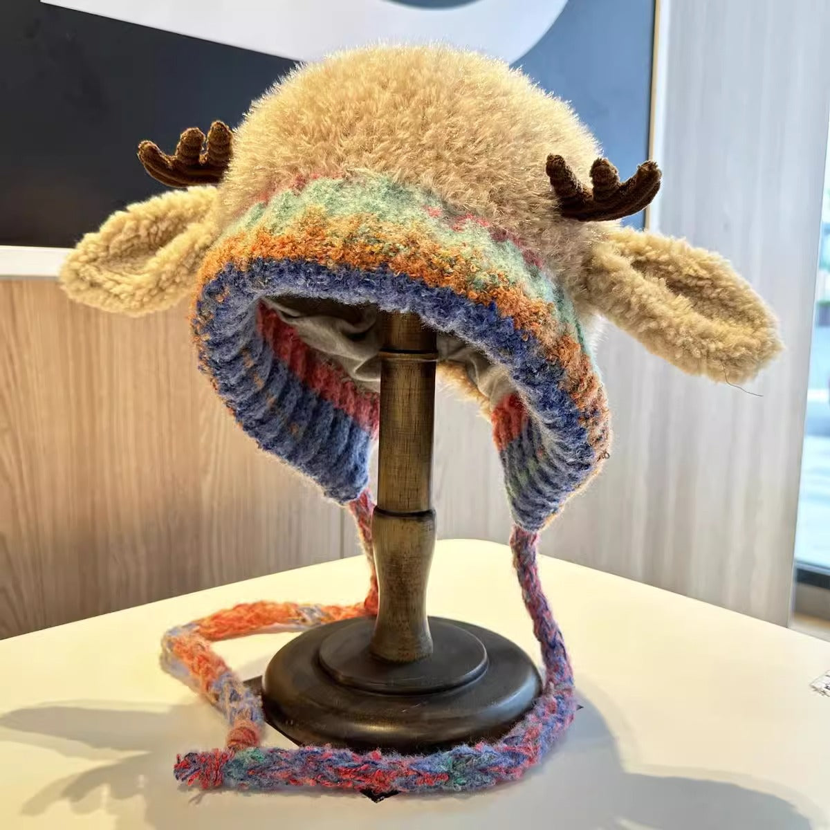 Bonnet de Noël tricoté – Renne et oreilles de cerf, mixte