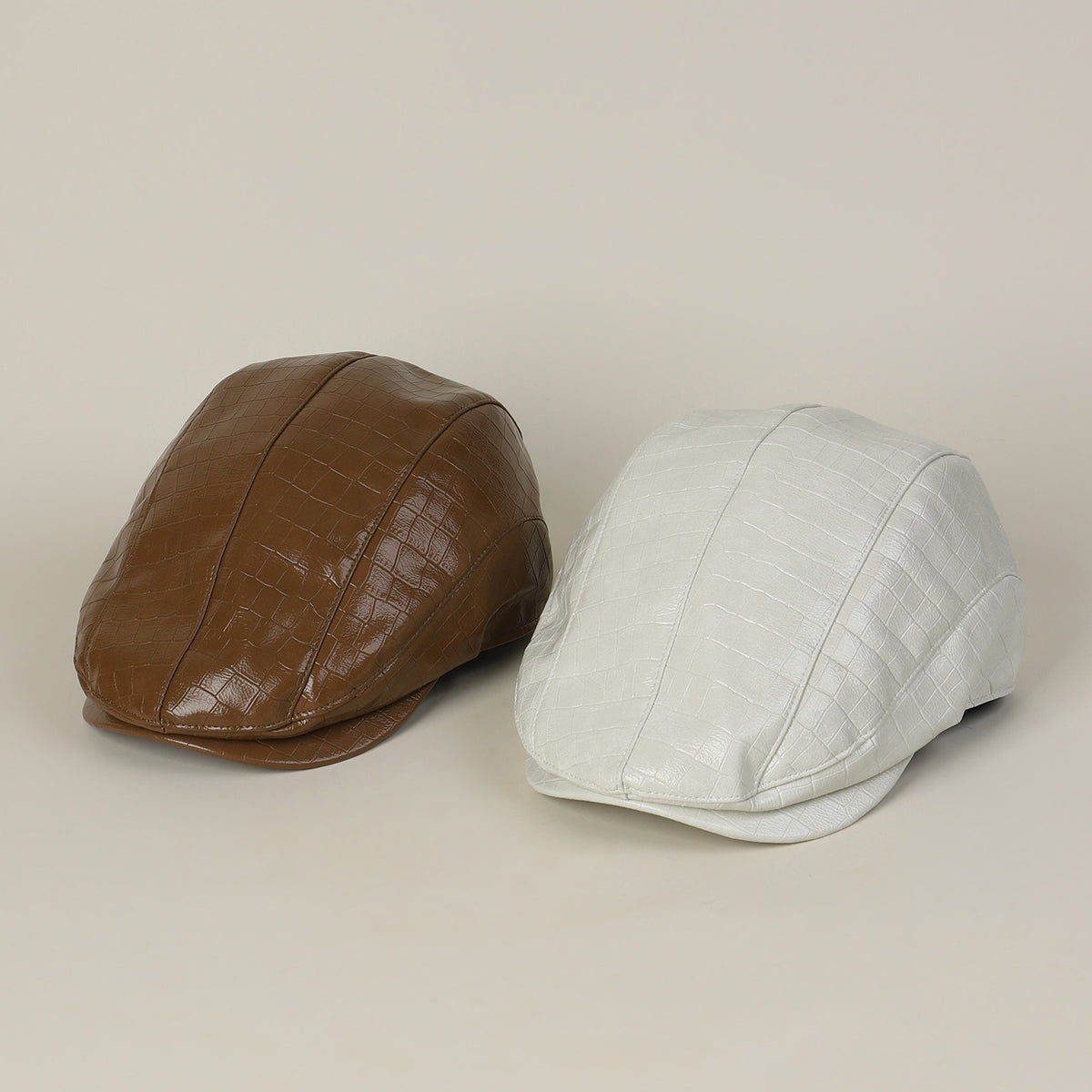 Casquette gavroche en simili cuir – Style rétro