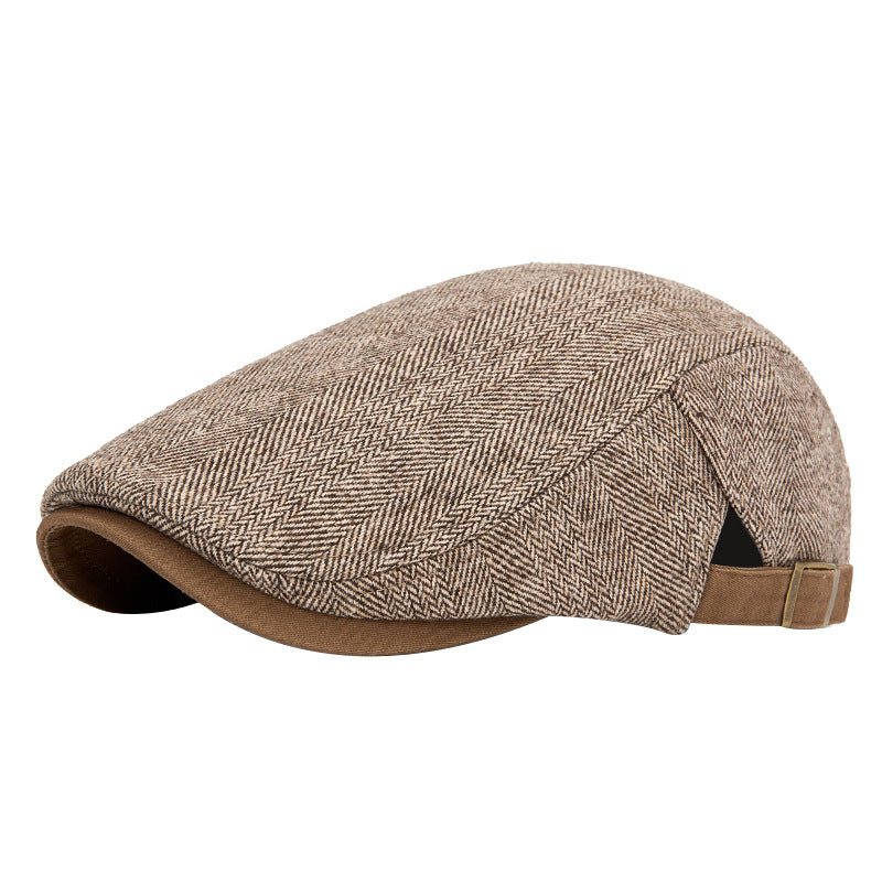 Casquette plate rayée homme – Effet velours