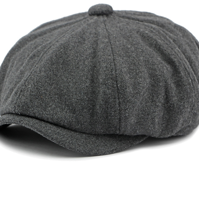 Béret octogonal en laine mixte – Style gavroche rétro, taille unique