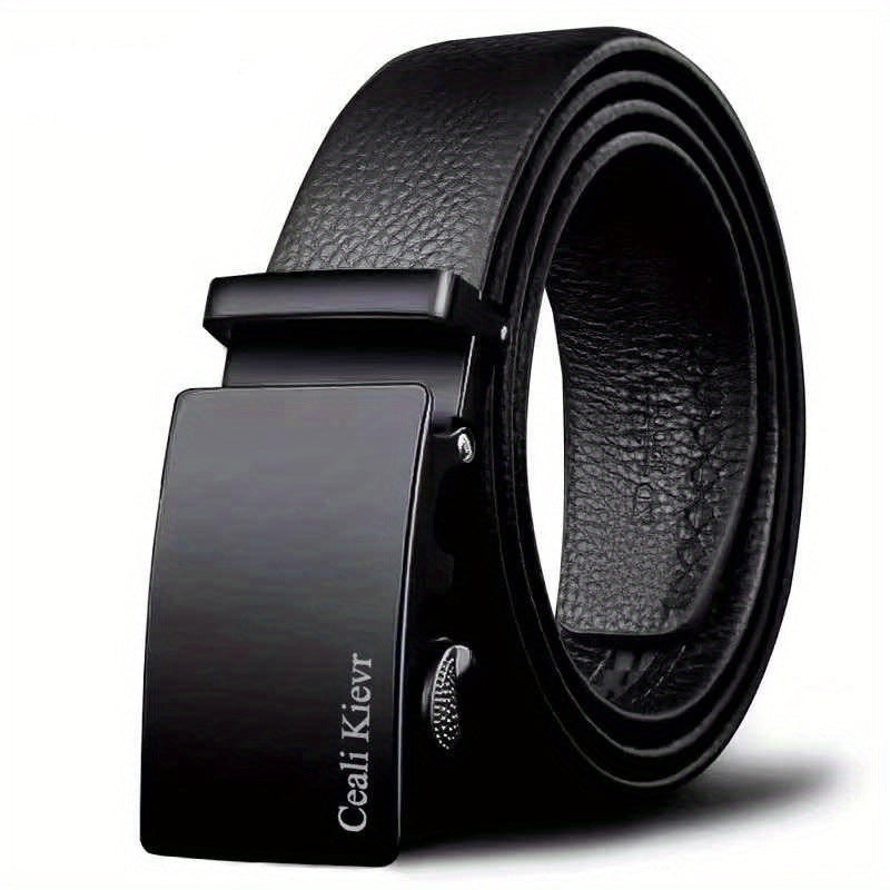 Ceinture homme à boucle automatique en simili cuir – Motif carré