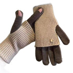 Gants 2-en-1 convertibles en laine d'alpaga – Bicolores, écran tactile