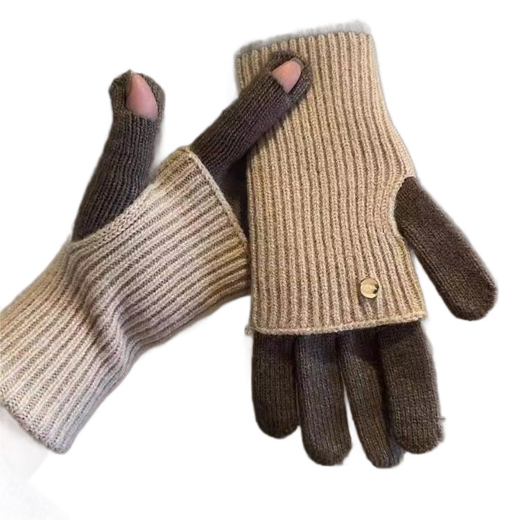Gants 2-en-1 convertibles en laine d'alpaga – Bicolores, écran tactile
