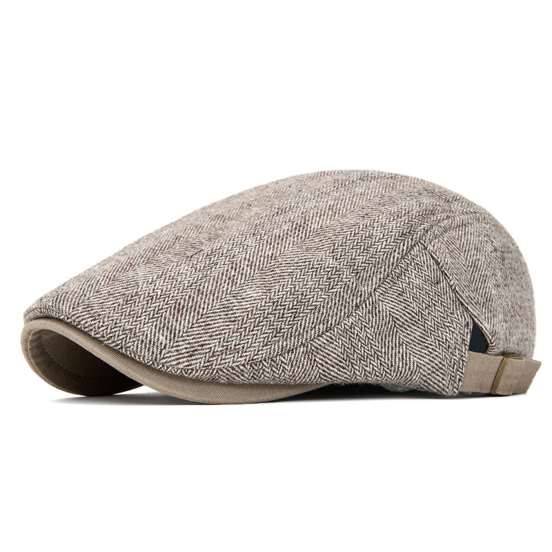 Casquette plate rayée homme – Effet velours