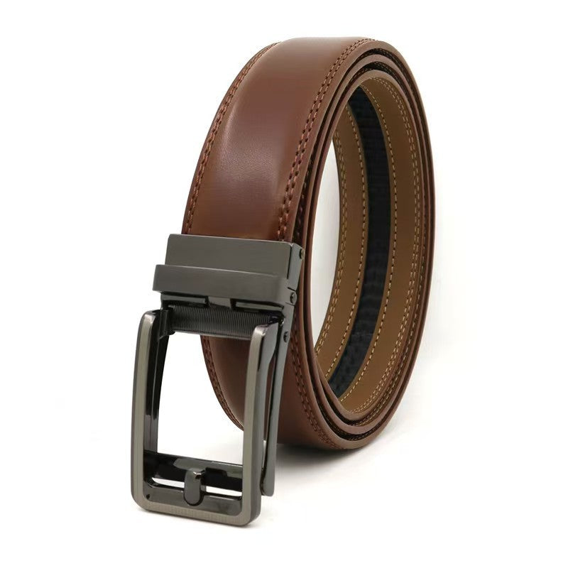 Ceinture homme en cuir à boucle automatique – Motif floral gaufré