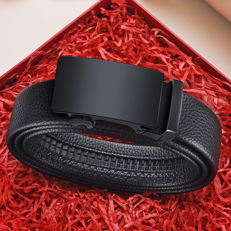 Ceinture homme à boucle automatique en simili cuir – Motif carré