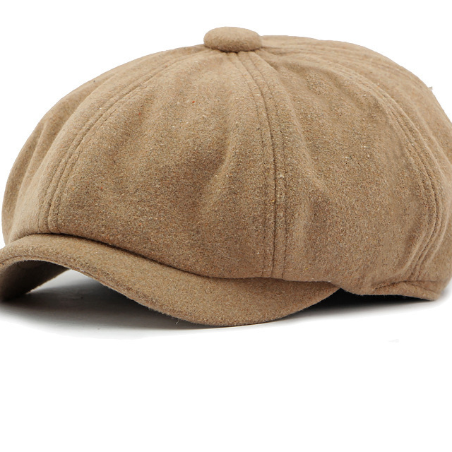 Béret octogonal en laine mixte – Style gavroche rétro, taille unique