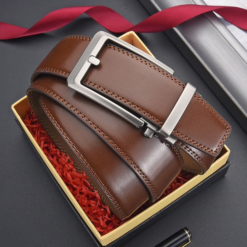 Ceinture homme en cuir à boucle géométrique – Coffret inclus