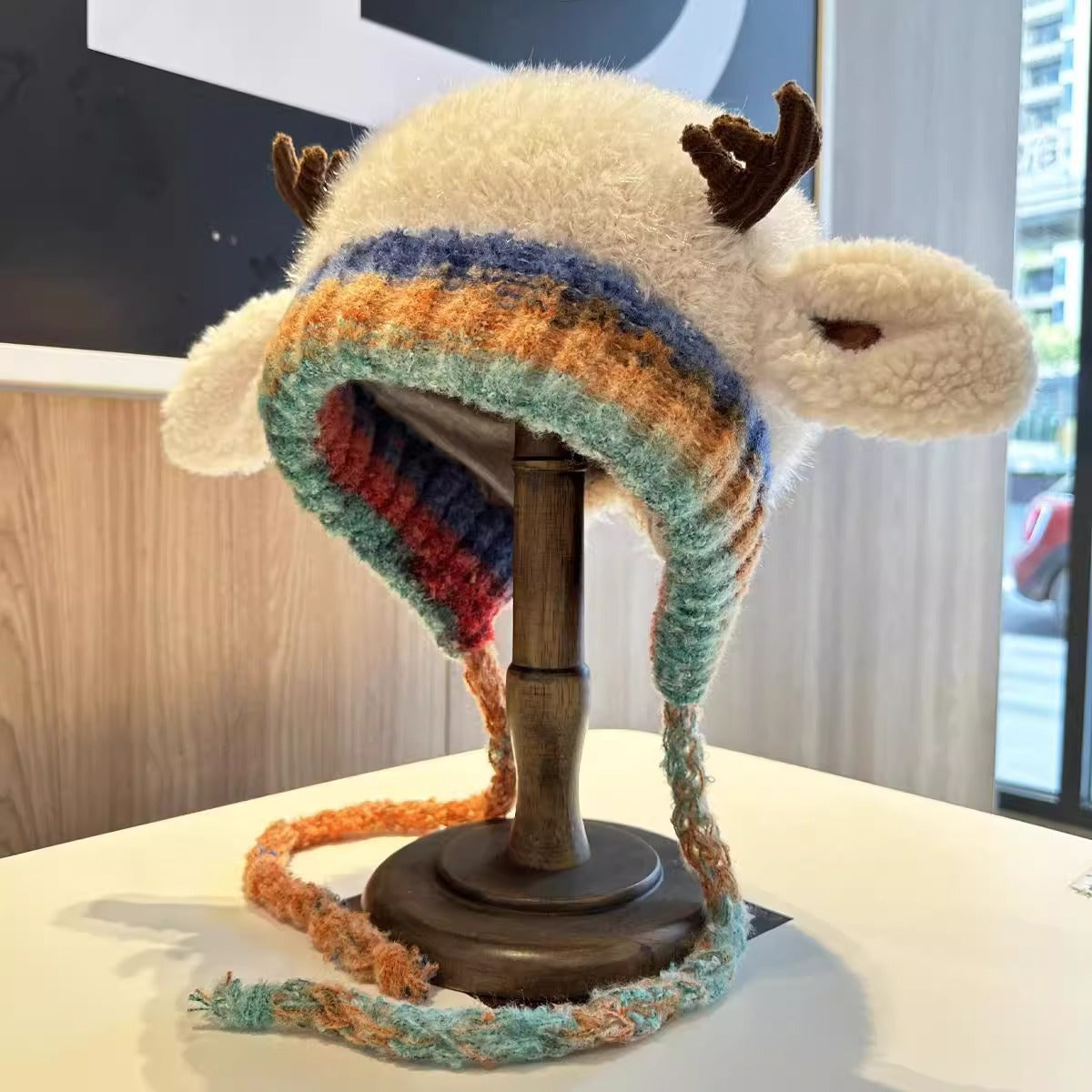 Bonnet de Noël tricoté – Renne et oreilles de cerf, mixte