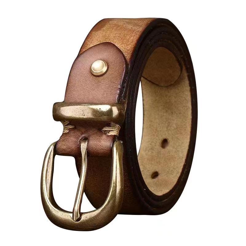 Ceinture en cuir pleine fleur à boucle ardillon – Style vintage