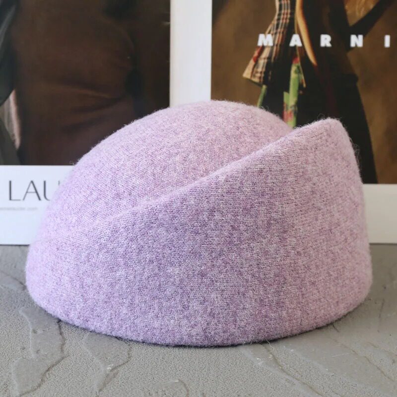 Toque pillbox asymétrique en laine mélangée – Automne-hiver