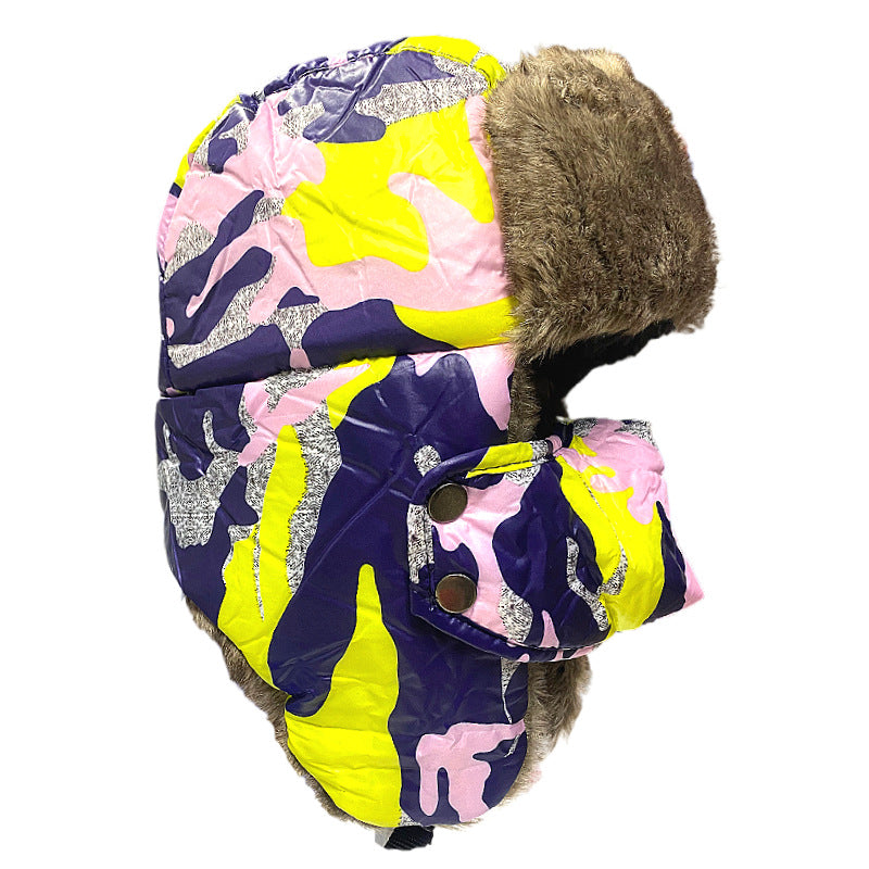 Chapka brodée polaire avec cache-visage – Ski et outdoor, mixte