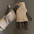 Gants 2-en-1 convertibles en laine d'alpaga – Bicolores, écran tactile