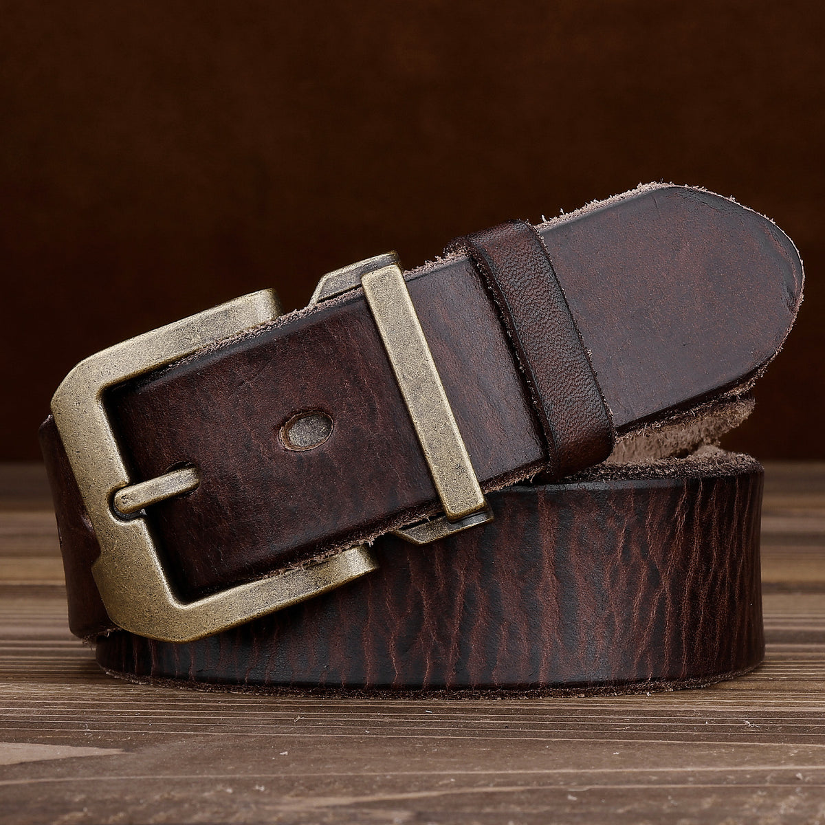 Ceinture homme en cuir pleine fleur – Style rétro américain