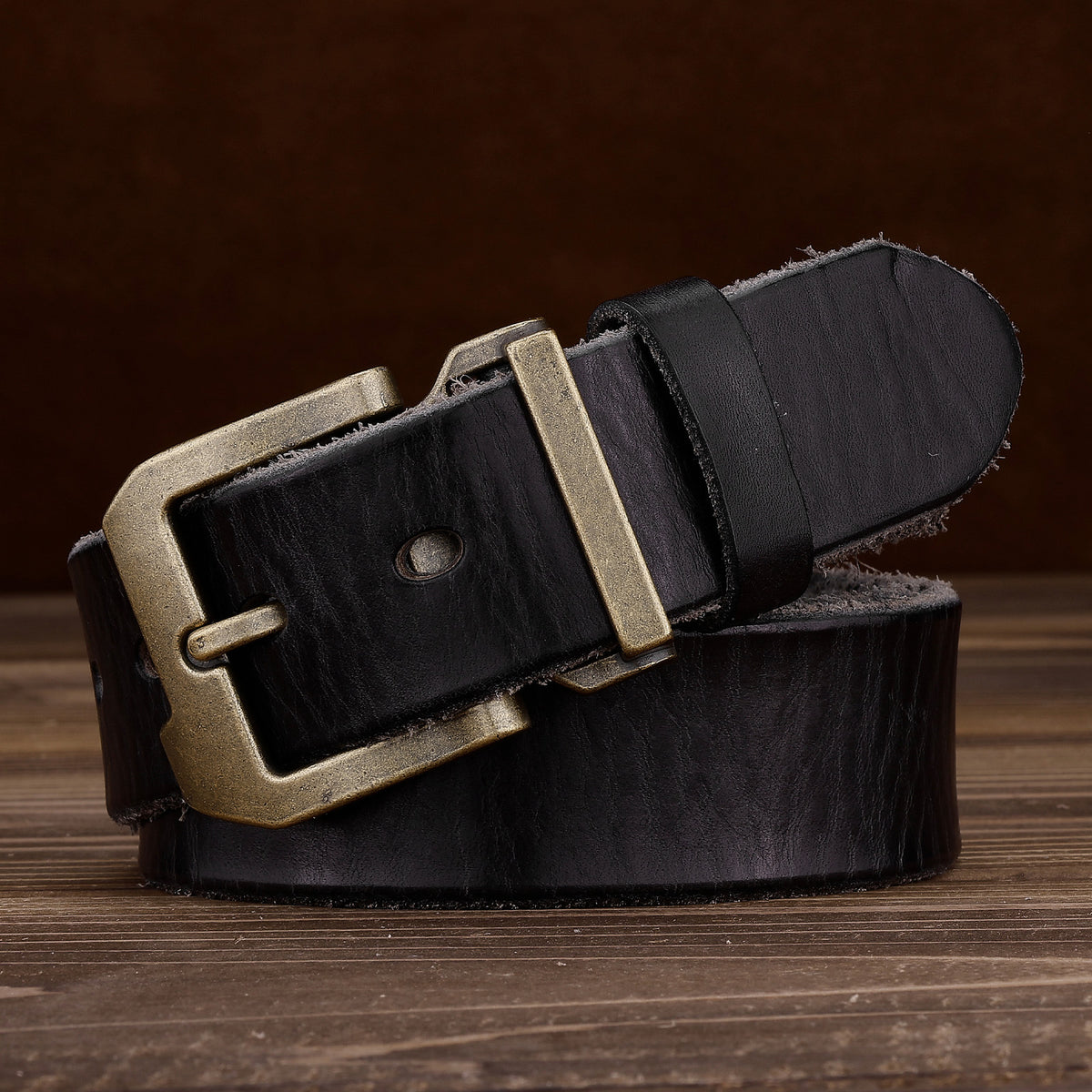 Ceinture homme en cuir pleine fleur – Style rétro américain