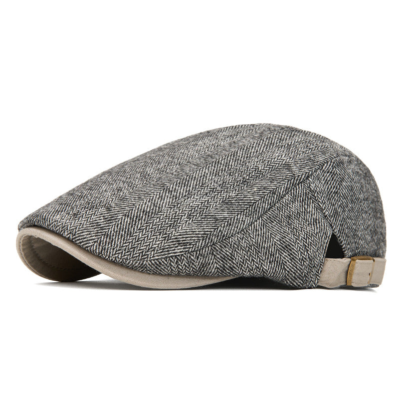 Casquette plate rayée homme – Effet velours