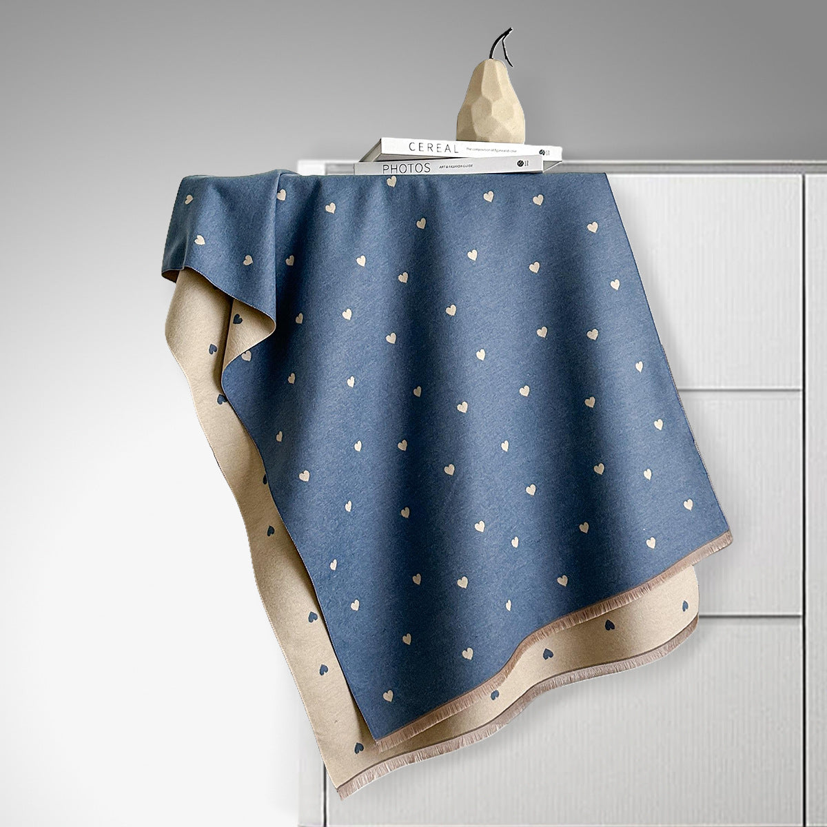 Écharpe double face en imitation cachemire – Motif cœur