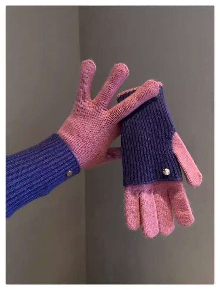 Gants 2-en-1 convertibles en laine d'alpaga – Bicolores, écran tactile