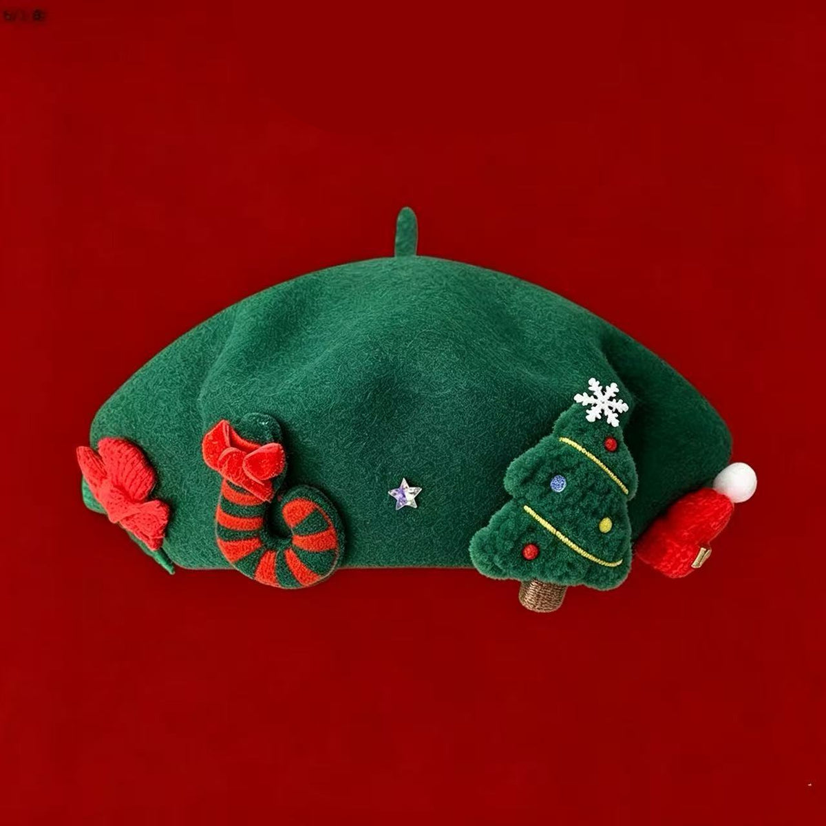 Béret de Noël en laine mélangée – Nœud ou Père Noël