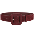 Ceinture large femme en cuir suédé mat – Boucle géométrique