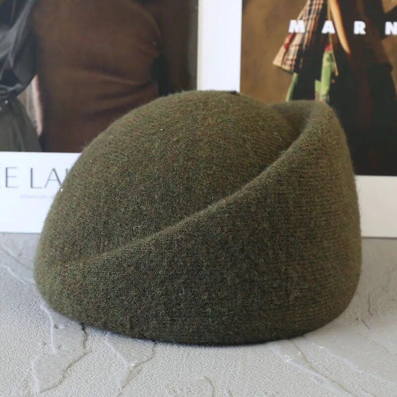 Toque pillbox asymétrique en laine mélangée – Automne-hiver