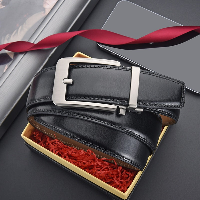 Ceinture homme en cuir à boucle géométrique – Coffret inclus