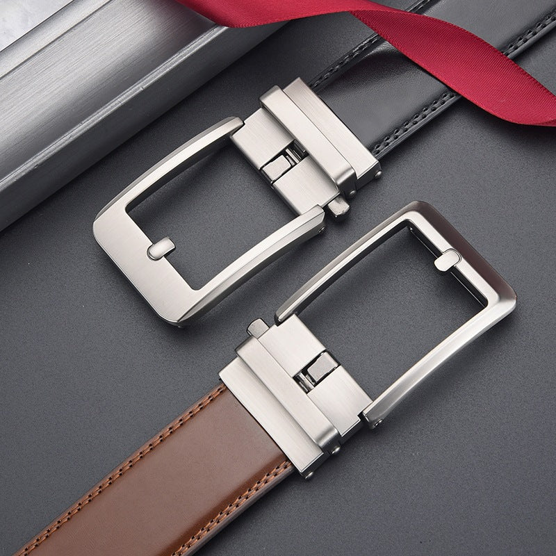 Ceinture homme en cuir à boucle géométrique – Coffret inclus