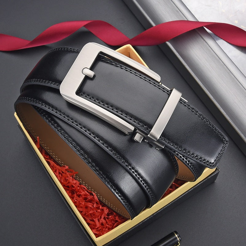 Ceinture homme en cuir à boucle géométrique – Coffret inclus