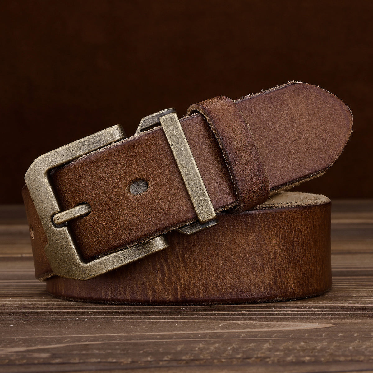 Ceinture homme en cuir pleine fleur – Style rétro américain