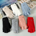 Gants 2-en-1 convertibles en laine acrylique – Écran tactile, femme