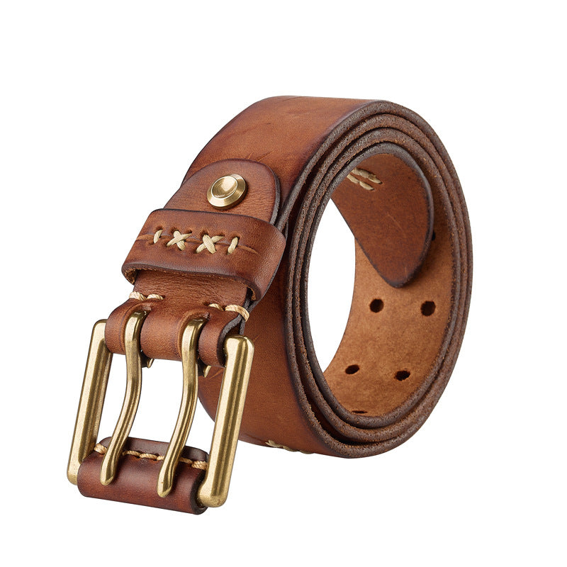 Ceinture homme en cuir fait main – Boucle ardillon vintage