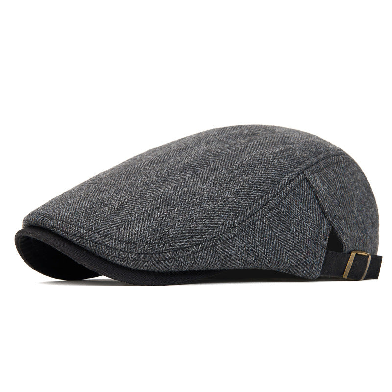 Casquette plate rayée homme – Effet velours