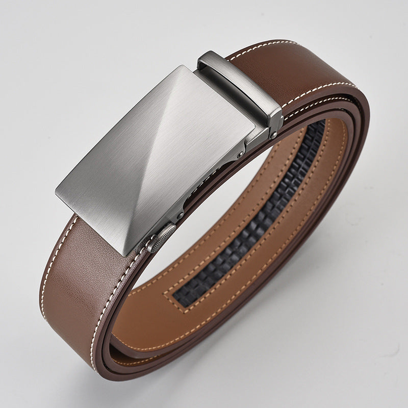 Ceinture homme en cuir à boucle automatique – Finition curry