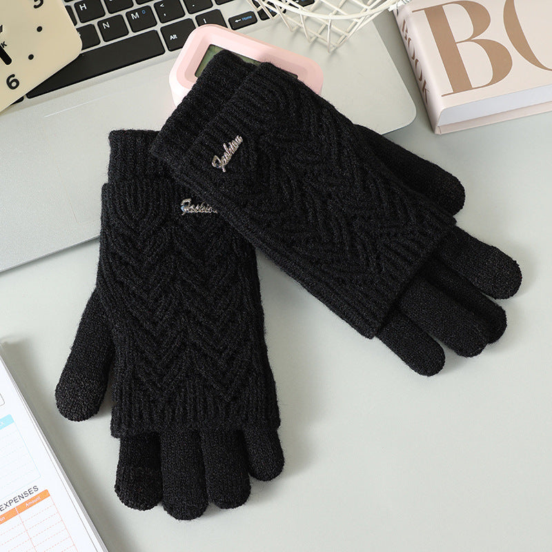 Gants 2-en-1 convertibles en laine acrylique – Écran tactile, femme