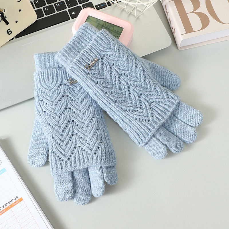 Gants 2-en-1 convertibles en laine acrylique – Écran tactile, femme