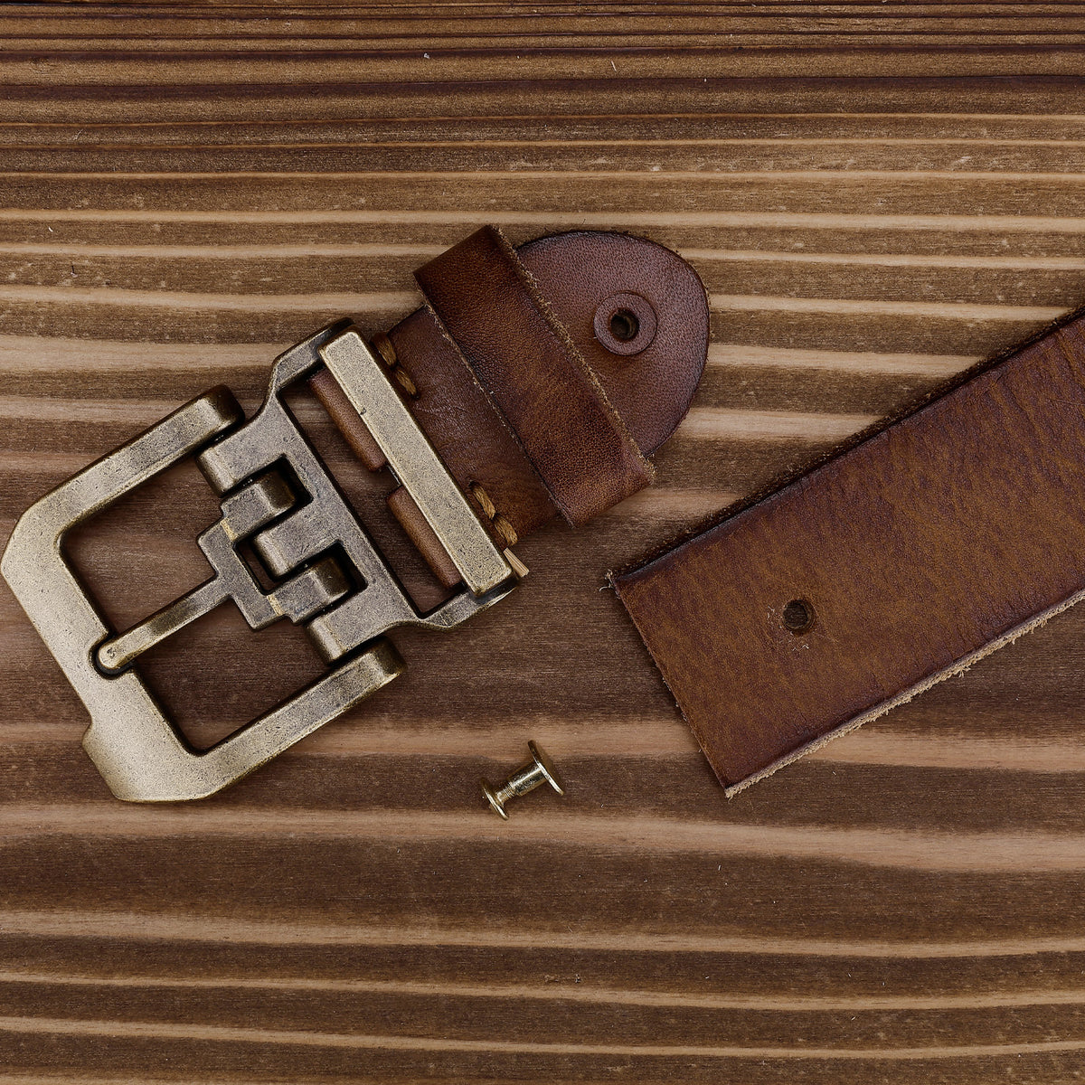 Ceinture homme en cuir pleine fleur – Style rétro américain