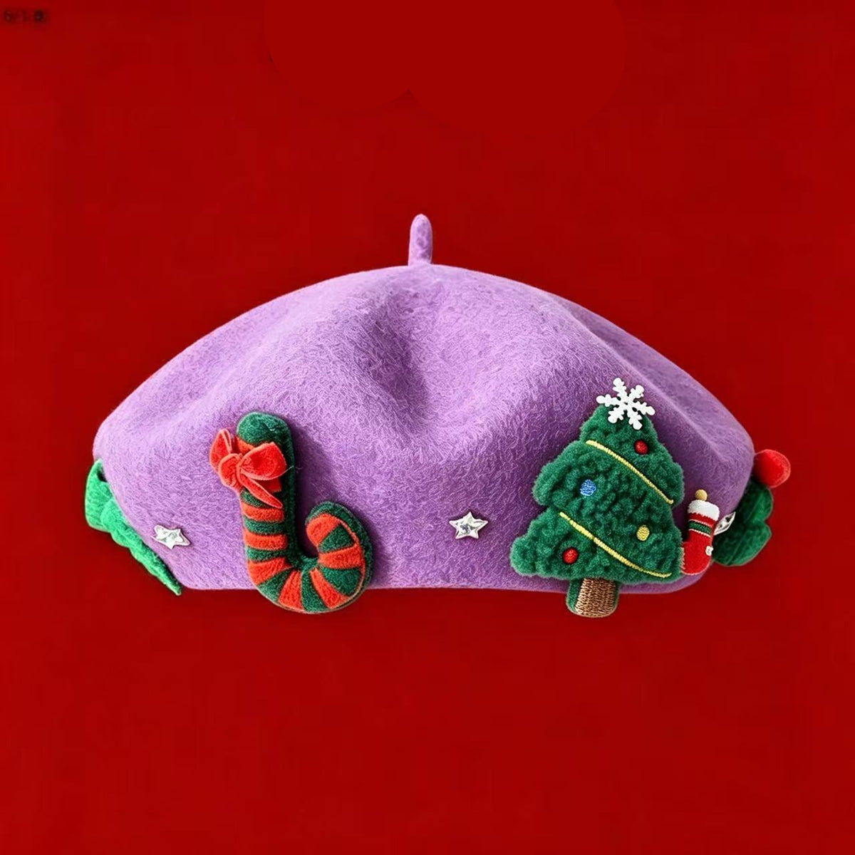 Béret de Noël en laine mélangée – Nœud ou Père Noël