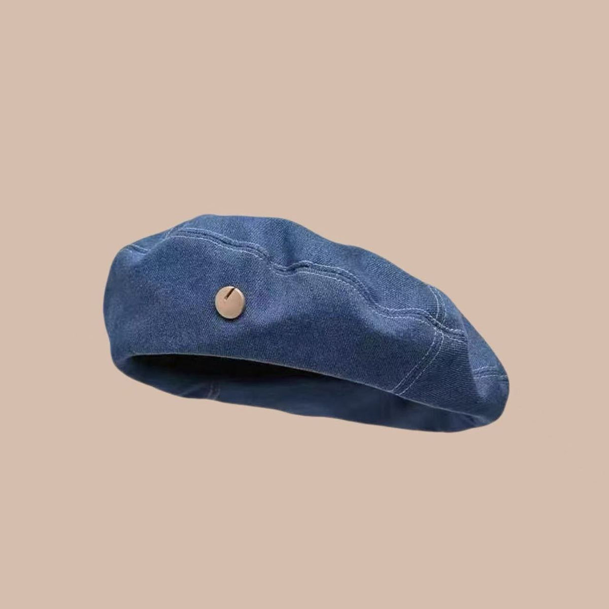 Béret femme effet denim délavé – Motif cœur