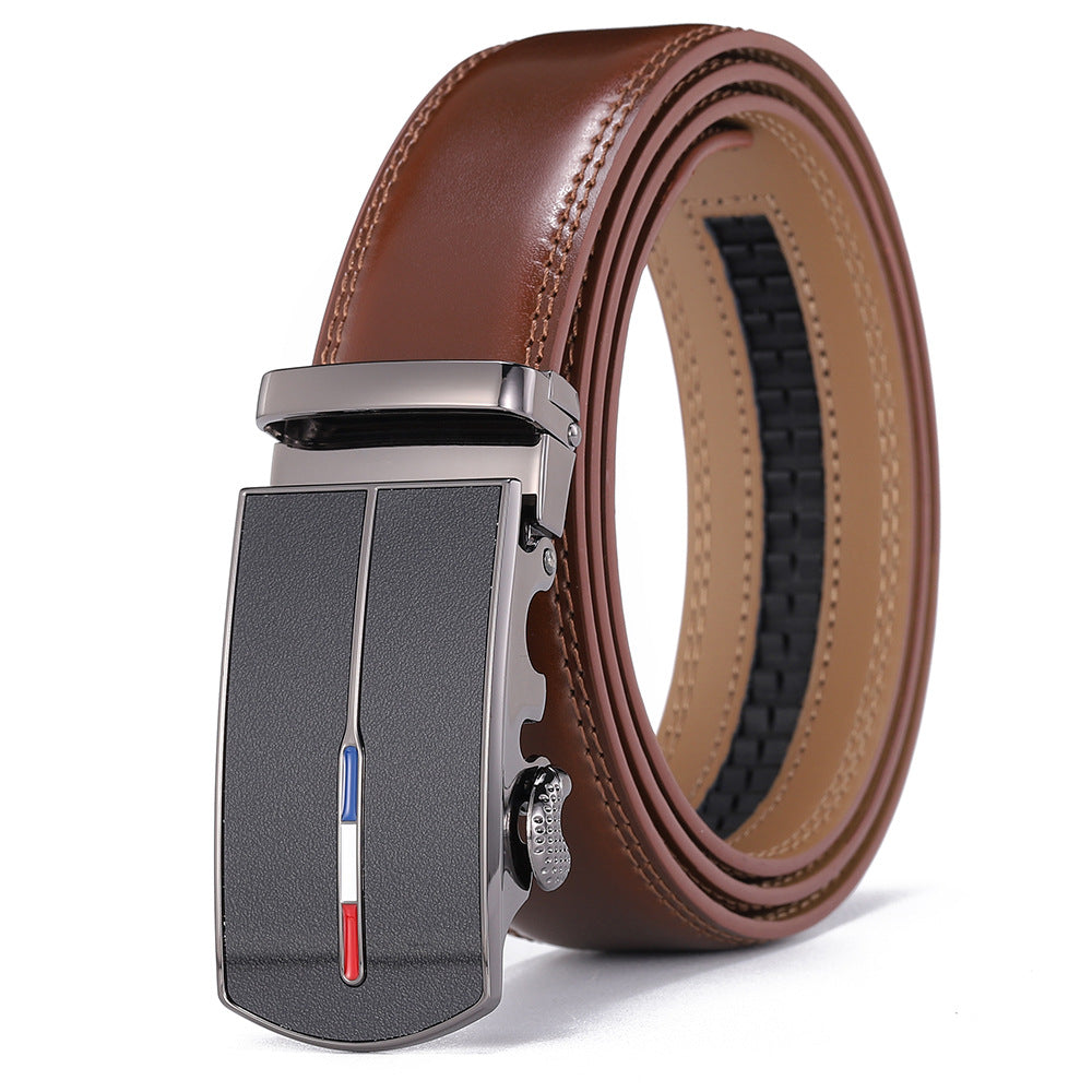 Ceinture homme en cuir de vachette – Motifs géométriques gaufrés