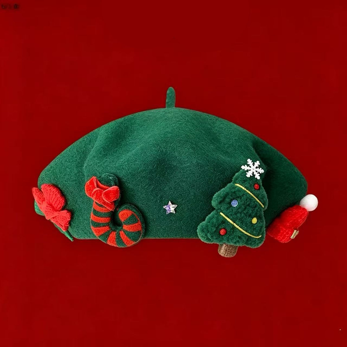 Béret de Noël en laine mélangée – Nœud ou Père Noël