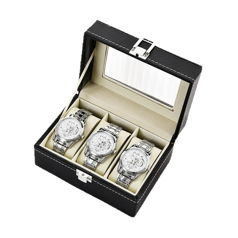 Boîte à montres en simili cuir – Fenêtre transparente, 3 à 24 montres