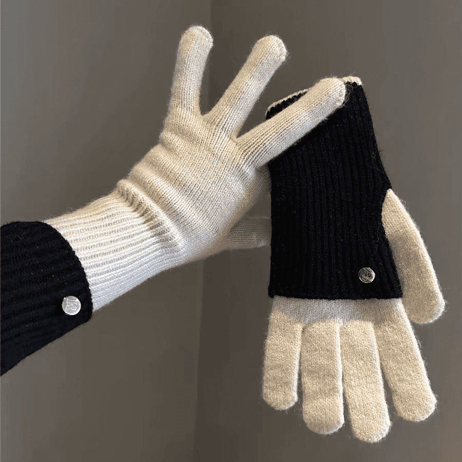 Gants 2-en-1 convertibles en laine d'alpaga – Bicolores, écran tactile