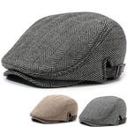 Casquette plate en coton à chevrons – Style rétro homme, réglable