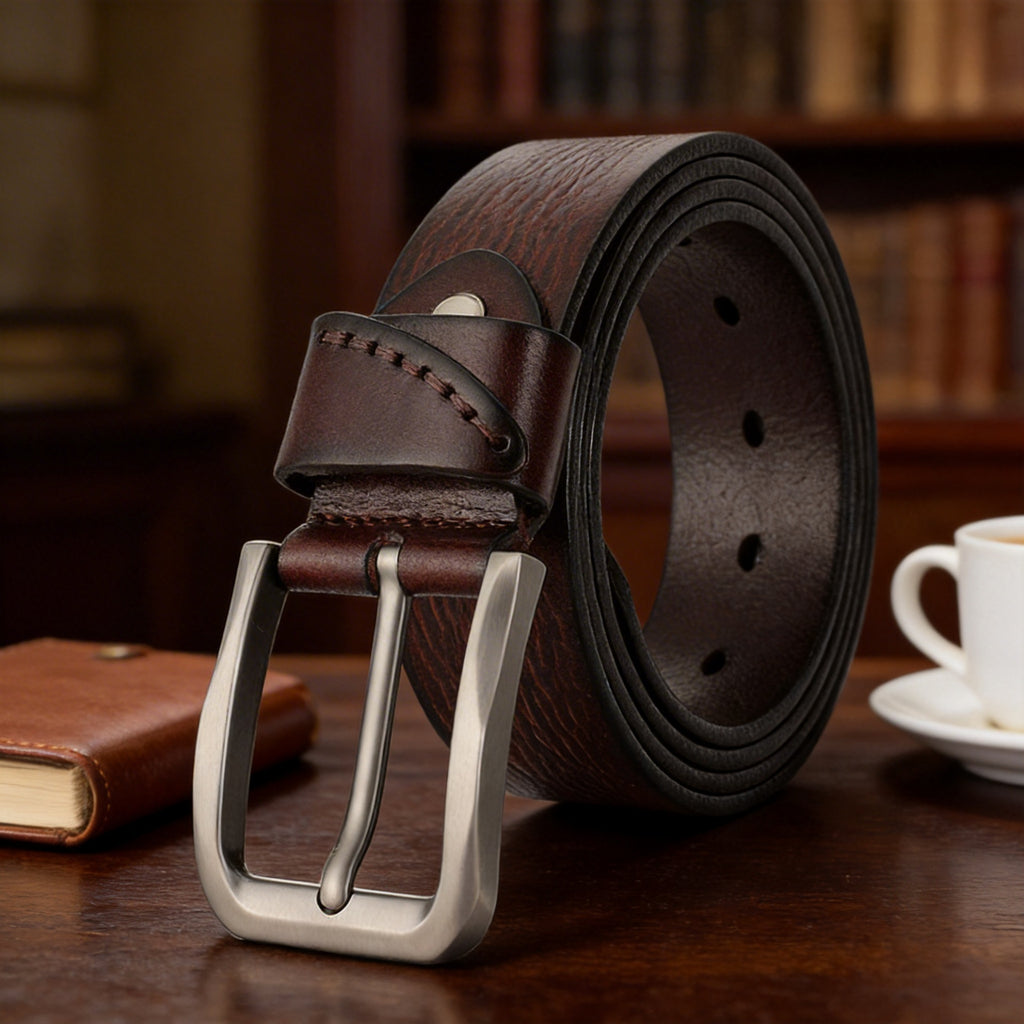 Ceinture homme en cuir pleine fleur fait main – Boucle ardillon