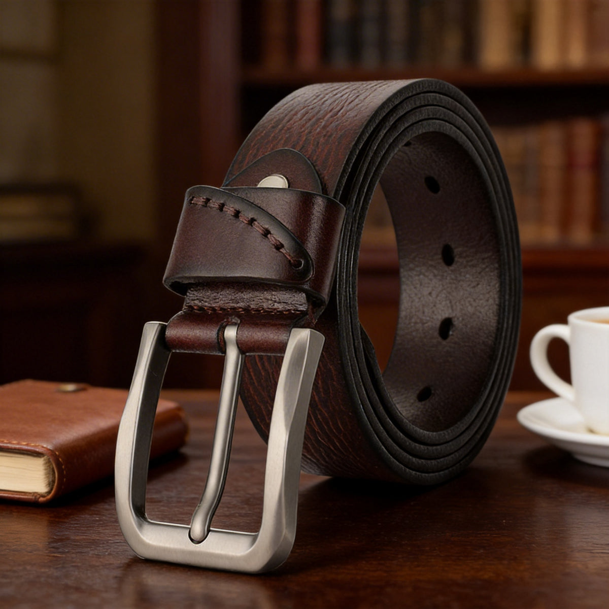 Ceinture homme en cuir pleine fleur fait main – Boucle ardillon