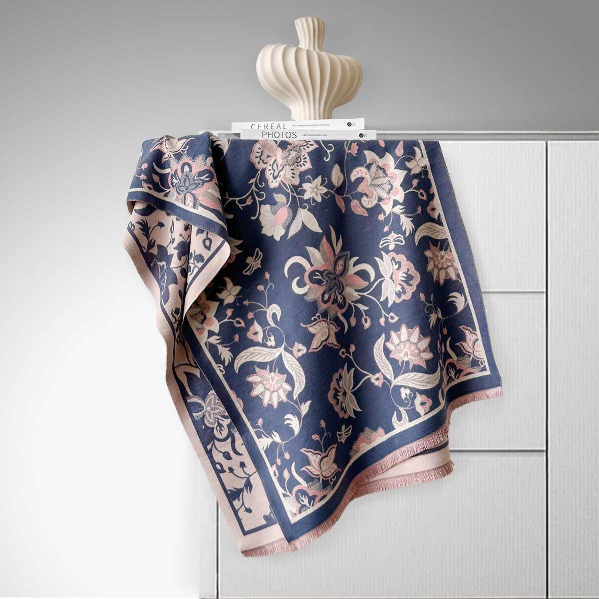 Écharpe double face en imitation cachemire – Motif cœur