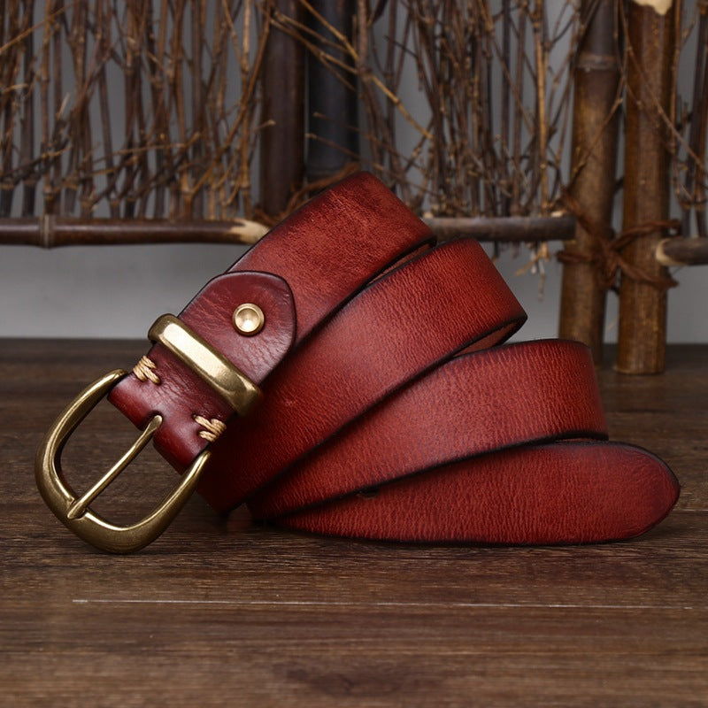 Ceinture en cuir pleine fleur à boucle ardillon – Style vintage